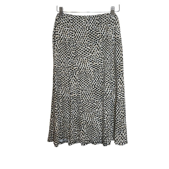 Vintage Talbots Petites Mid-Length Black Tan Dots Stretchy Knit Skirt 12 Office - Picture 2 of 7